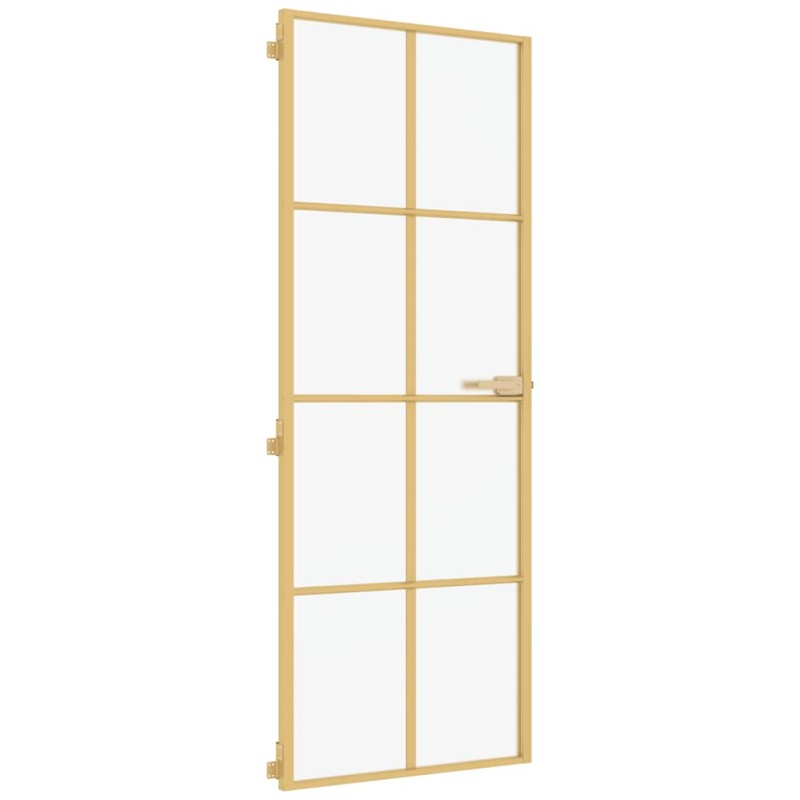 vidaXL Εσωτερική Πόρτα Χρυσή 76 x 201,5 εκ. Ψημένο Γυαλί & Αλουμίνιο