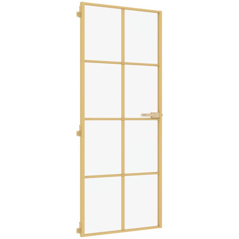 vidaXL Εσωτερική Πόρτα Χρυσή 83 x 201,5 εκ. Ψημένο Γυαλί & Αλουμίνιο