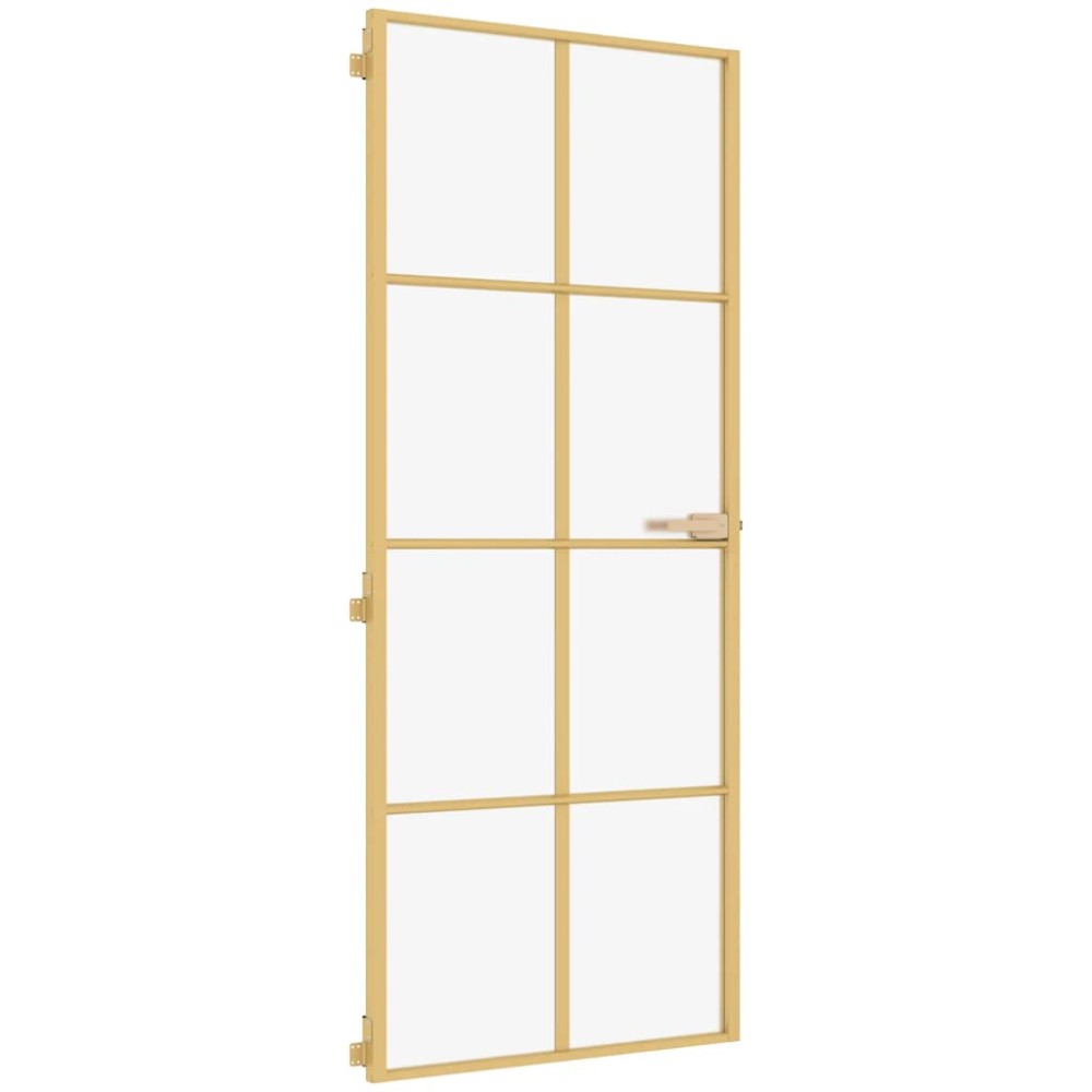 vidaXL Εσωτερική Πόρτα Χρυσή 93 x 201,5 εκ. Ψημένο Γυαλί & Αλουμίνιο