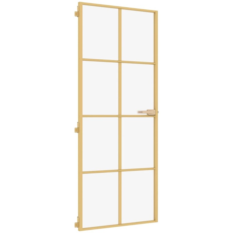 vidaXL Εσωτερική Πόρτα Χρυσή 93 x 201,5 εκ. Ψημένο Γυαλί & Αλουμίνιο