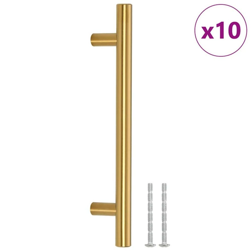vidaXL Λαβές Ντουλαπιών 10 τεμ. Χρυσές 128 χιλ. από Ανοξείδωτο Ατσάλι