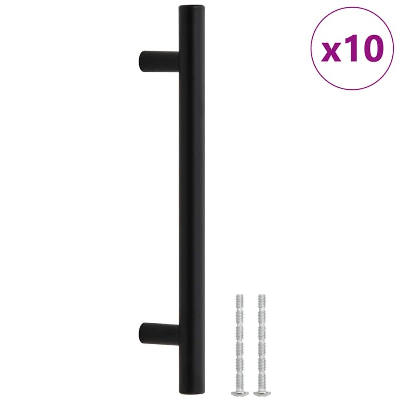 vidaXL Λαβές Ντουλαπιών 10 τεμ. Μαύρες 128 χιλ. από Ανοξείδωτο Ατσάλι