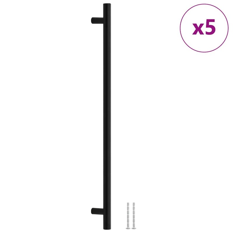 vidaXL Λαβές Ντουλαπιών 5 τεμ. Μαύρες 480 χιλ. από Ανοξείδωτο Ατσάλι