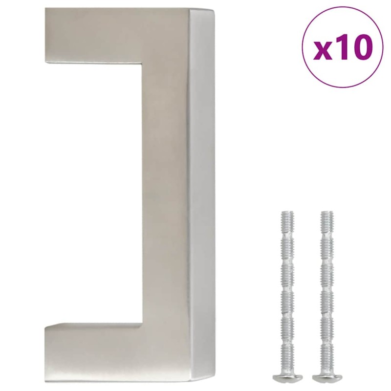 vidaXL Λαβές Ντουλαπιών 10 τεμ. Ασημί 64 χιλ. από Ανοξείδωτο Ατσάλι