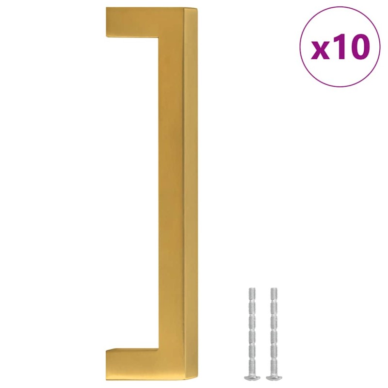 vidaXL Λαβές Ντουλαπιών 10 τεμ. Χρυσές 128 χιλ. από Ανοξείδωτο Ατσάλι