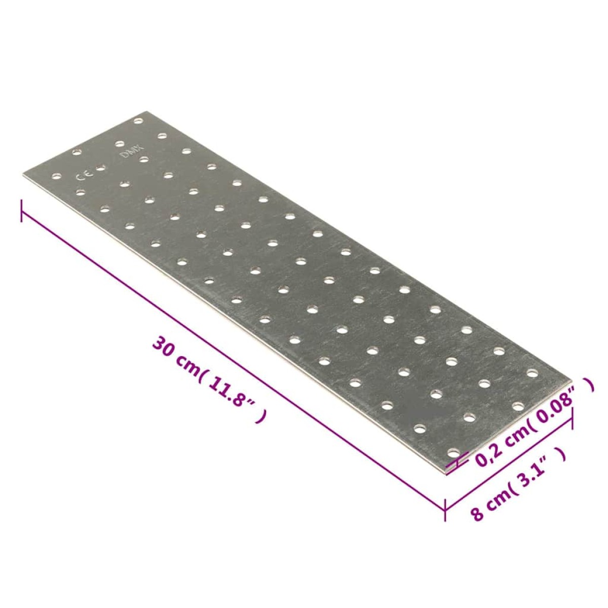vidaXL Πλάκες Διάτρητες 40 Τεμ. 2 χιλ. 300 x 80 χιλ. από Γαλβ. Χάλυβα