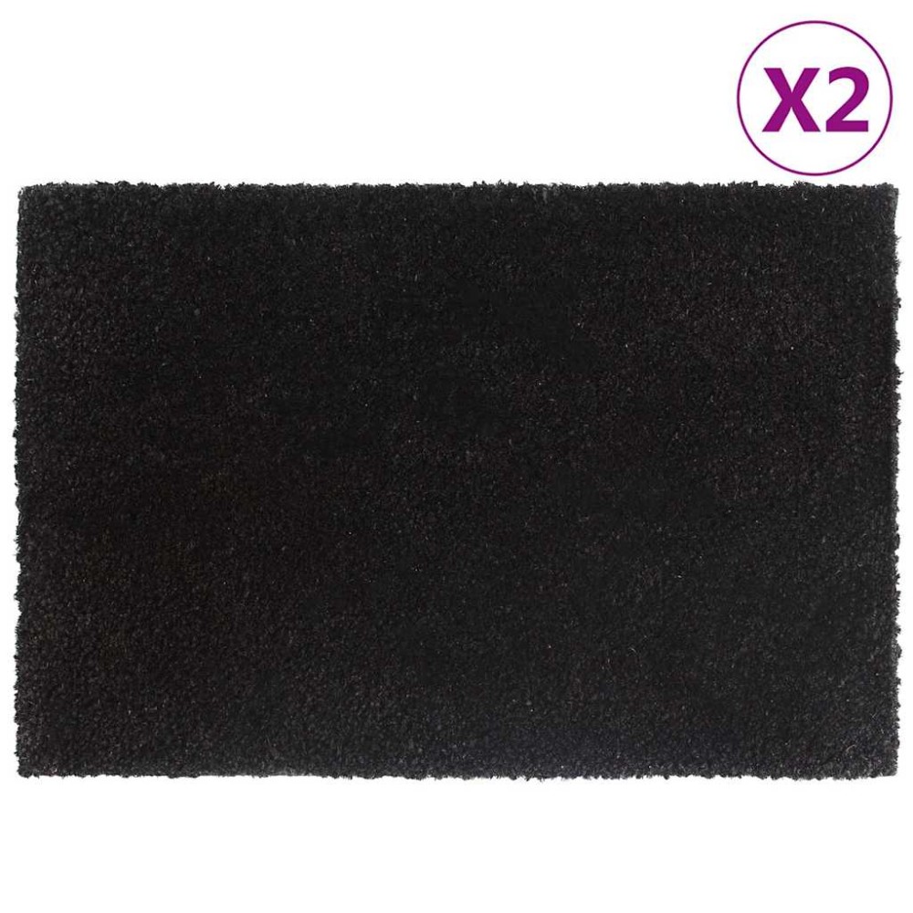 vidaXL Πατάκι Εισόδου 2 τεμ. Μαύρο 40 x 60 εκ. Θυσανωτός Κοκοφοίνικας