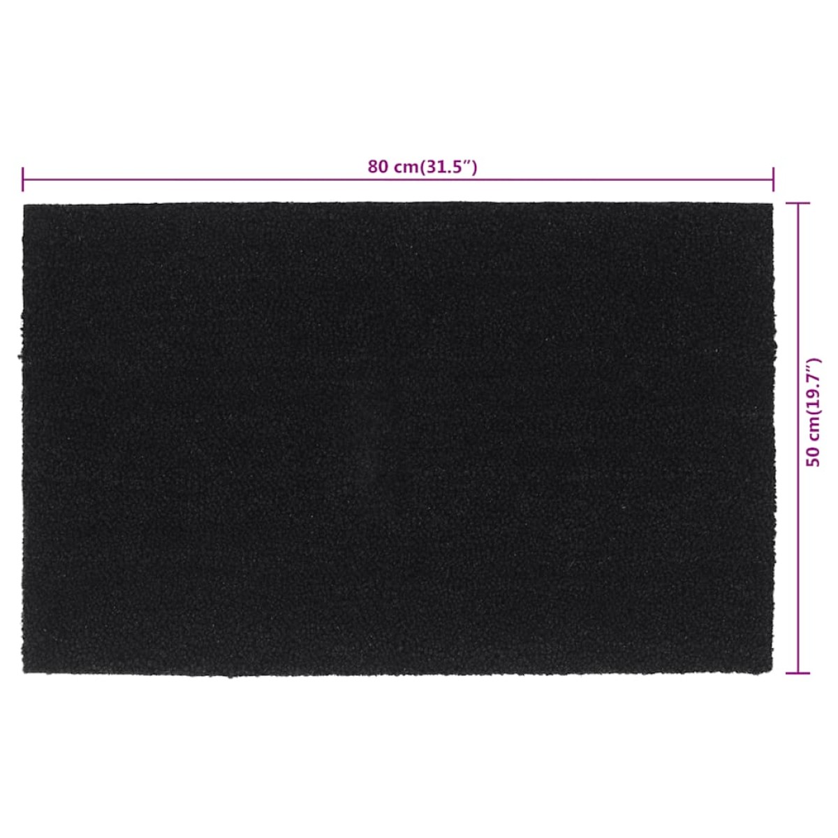 vidaXL Πατάκι Εισόδου Μαύρο 50x80 εκ. Θυσανωτός Κοκοφοίνικας