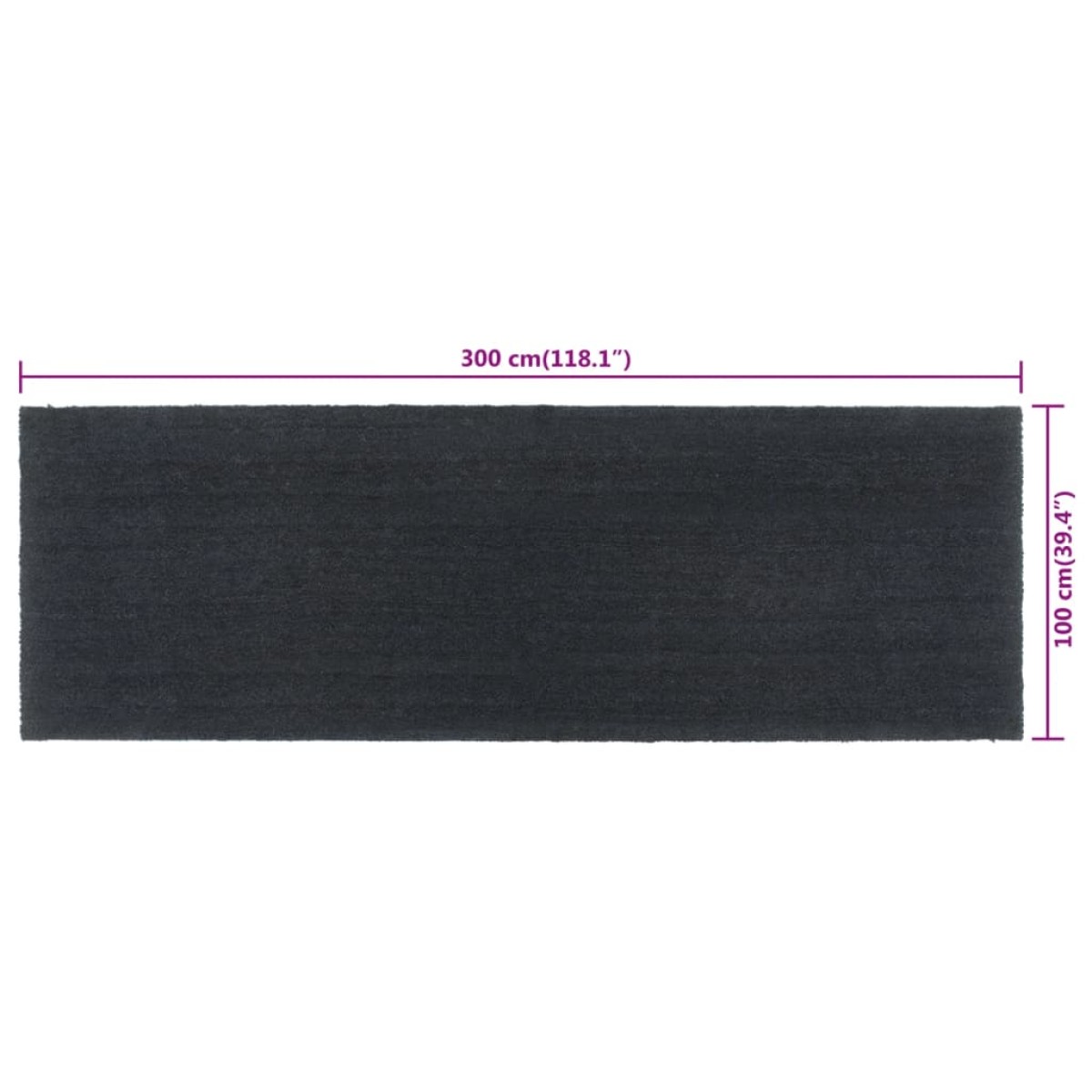 vidaXL Πατάκι Εισόδου Σκούρο Γκρι 100 x 300 εκ. Θυσανωτός Κοκοφοίνικας