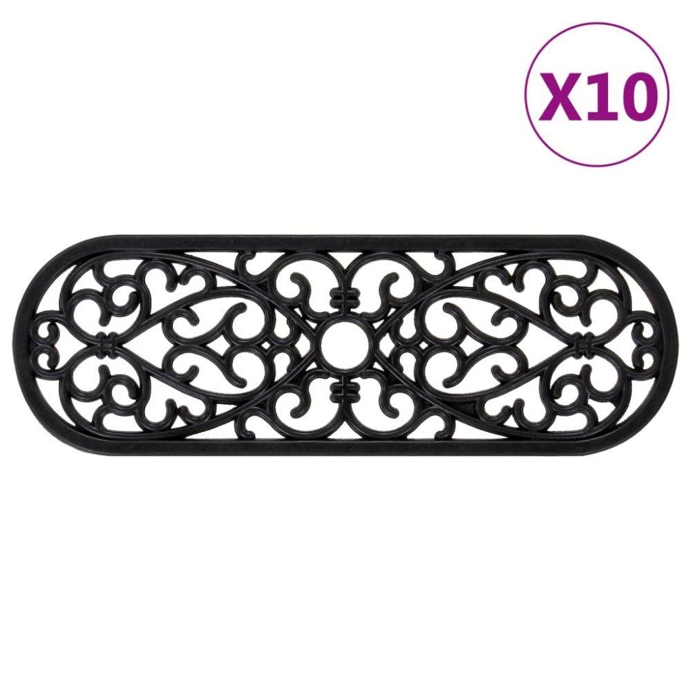 vidaXL Πατάκια Σκάλας 10 τεμ. 25 x 75 εκ. από Καουτσούκ
