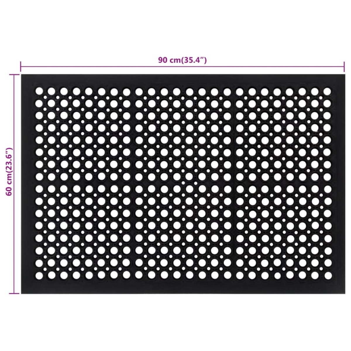 vidaXL Πατάκι Εισόδου Ορθογώνιο 60 x 90 εκ. από Καουτσούκ