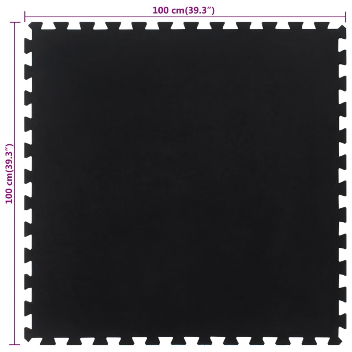 vidaXL Δάπεδο Προστασίας Παζλ Μαύρο 12 χιλ. 100x100 εκ. Καουτσουκ