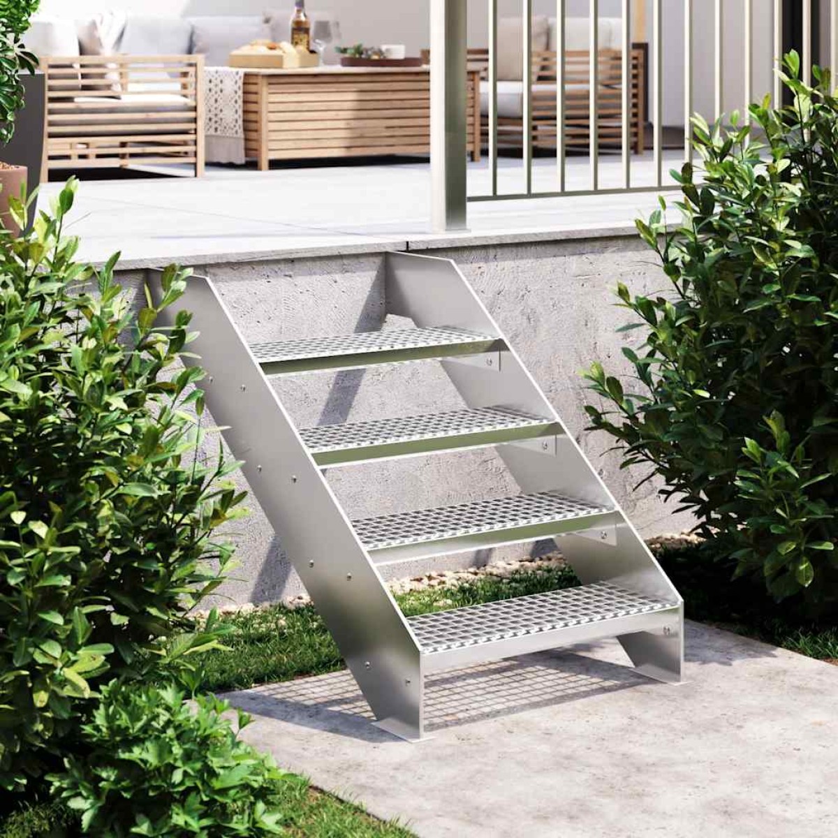 vidaXL Σκαλοπάτια από Σχάρα 60 x 24 x 7 εκ. από Γαλβανισμένο Χάλυβα