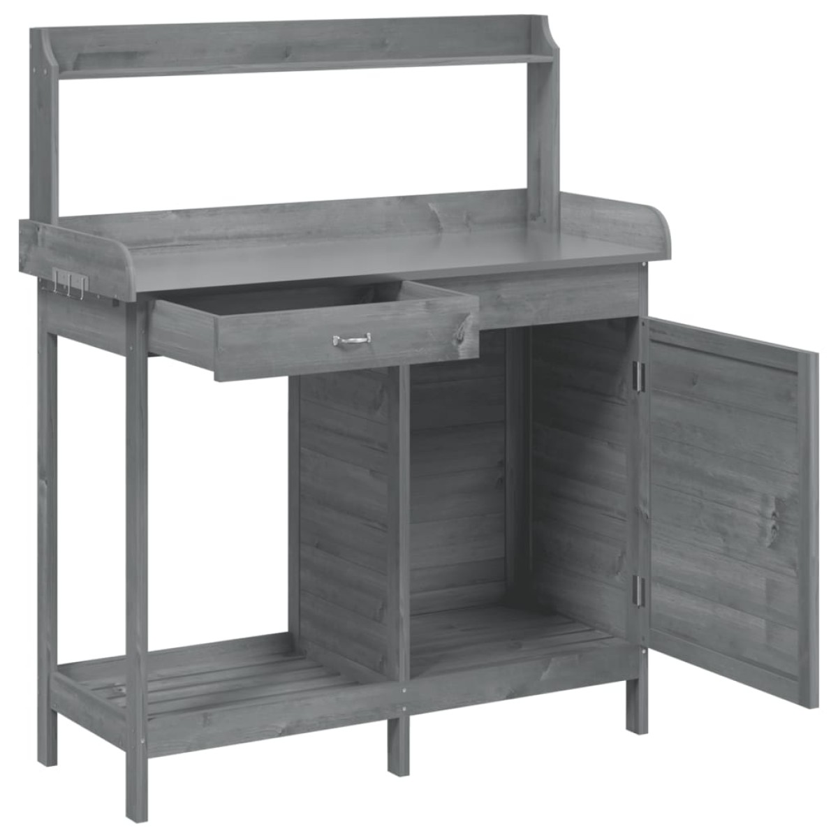 vidaXL Τραπέζι για Γλάστρες+Ντουλάπι Γκρι 110,5x45x124,5εκ Μασίφ Ελάτη