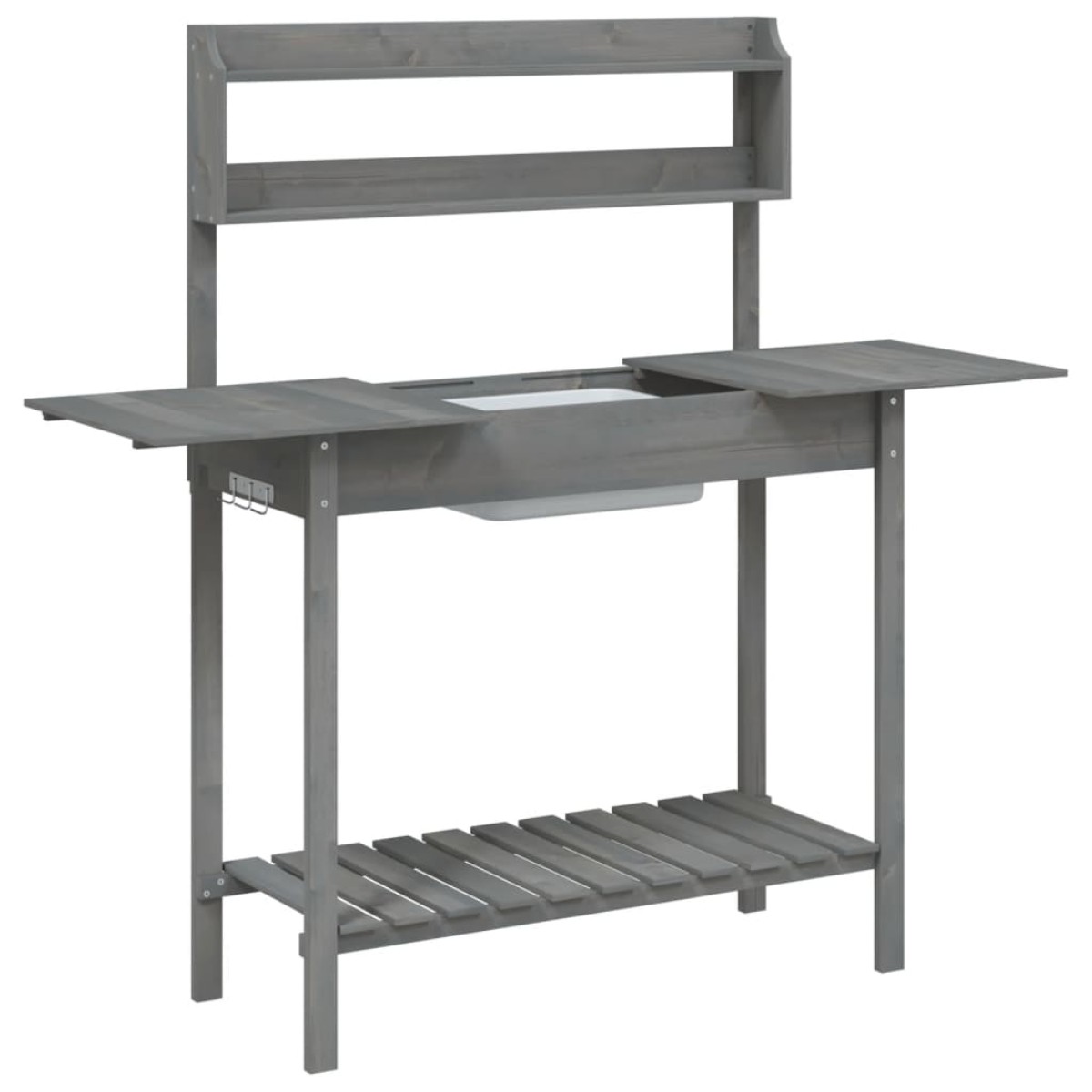 vidaXL Τραπέζι για Γλάστρες+Νεροχύτη Γκρι 147,5x44x139,5εκ Μασίφ Ελάτη