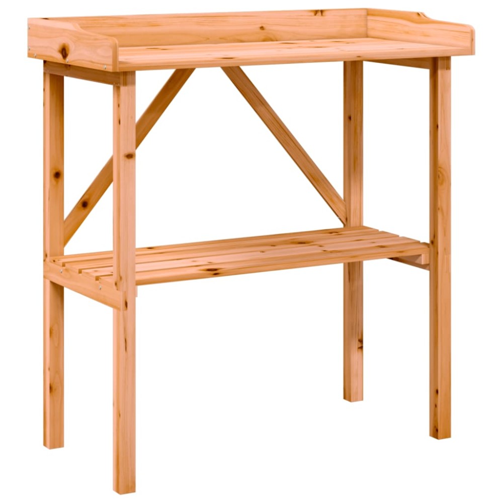 vidaXL Τραπέζι Φυτών με Ράφι Καφέ 78x38x82,5εκ. από Μασίφ Ξύλο Ελάτης