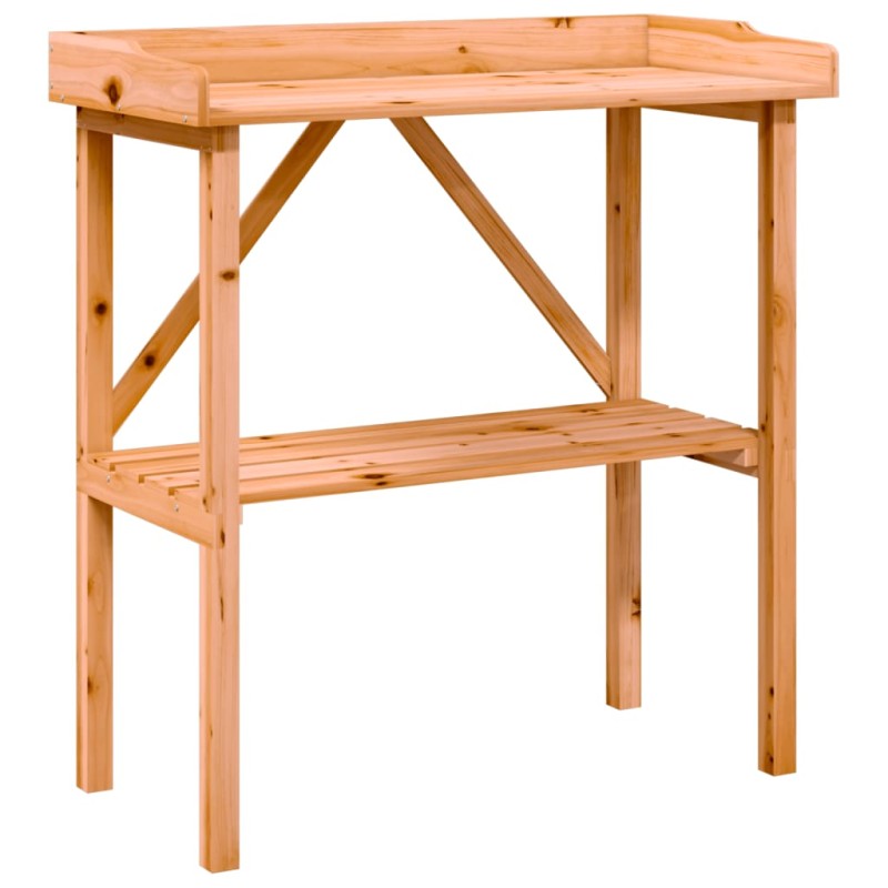 vidaXL Τραπέζι Φυτών με Ράφι Καφέ 78x38x82,5εκ. από Μασίφ Ξύλο Ελάτης