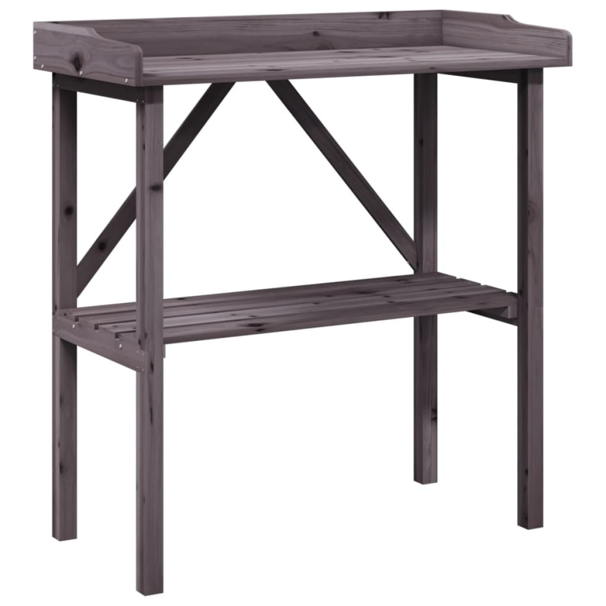 vidaXL Τραπέζι Φυτών με Ράφι Γκρι 78x38x82,5εκ. από Μασίφ Ξύλο Ελάτης