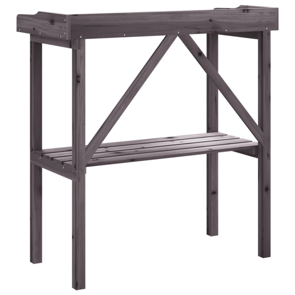 vidaXL Τραπέζι Φυτών με Ράφι Γκρι 78x38x82,5εκ. από Μασίφ Ξύλο Ελάτης