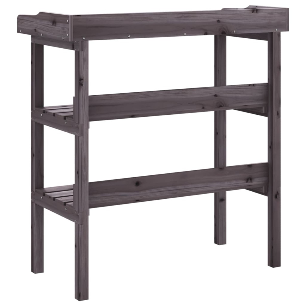 vidaXL Τραπέζι Φυτών με Ράφια Γκρι 78x38x82,5εκ. από Μασίφ Ξύλο Ελάτης