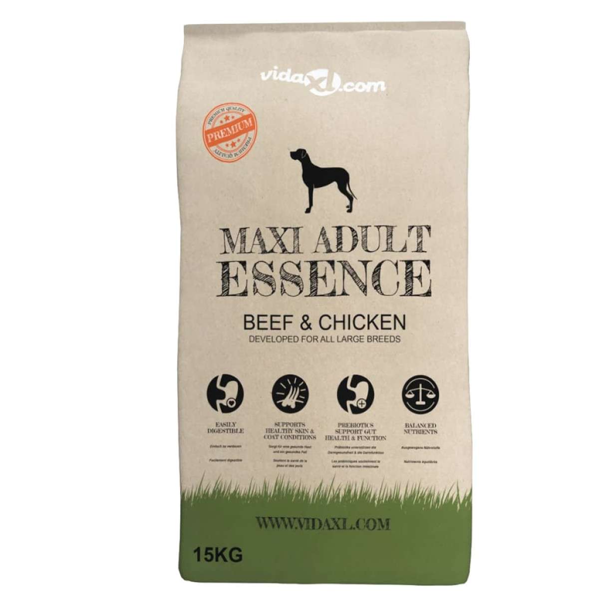 vidaXL Ξηρά Τροφή Σκύλων Premium Maxi Adult Essence Beef & Chicken 15κ