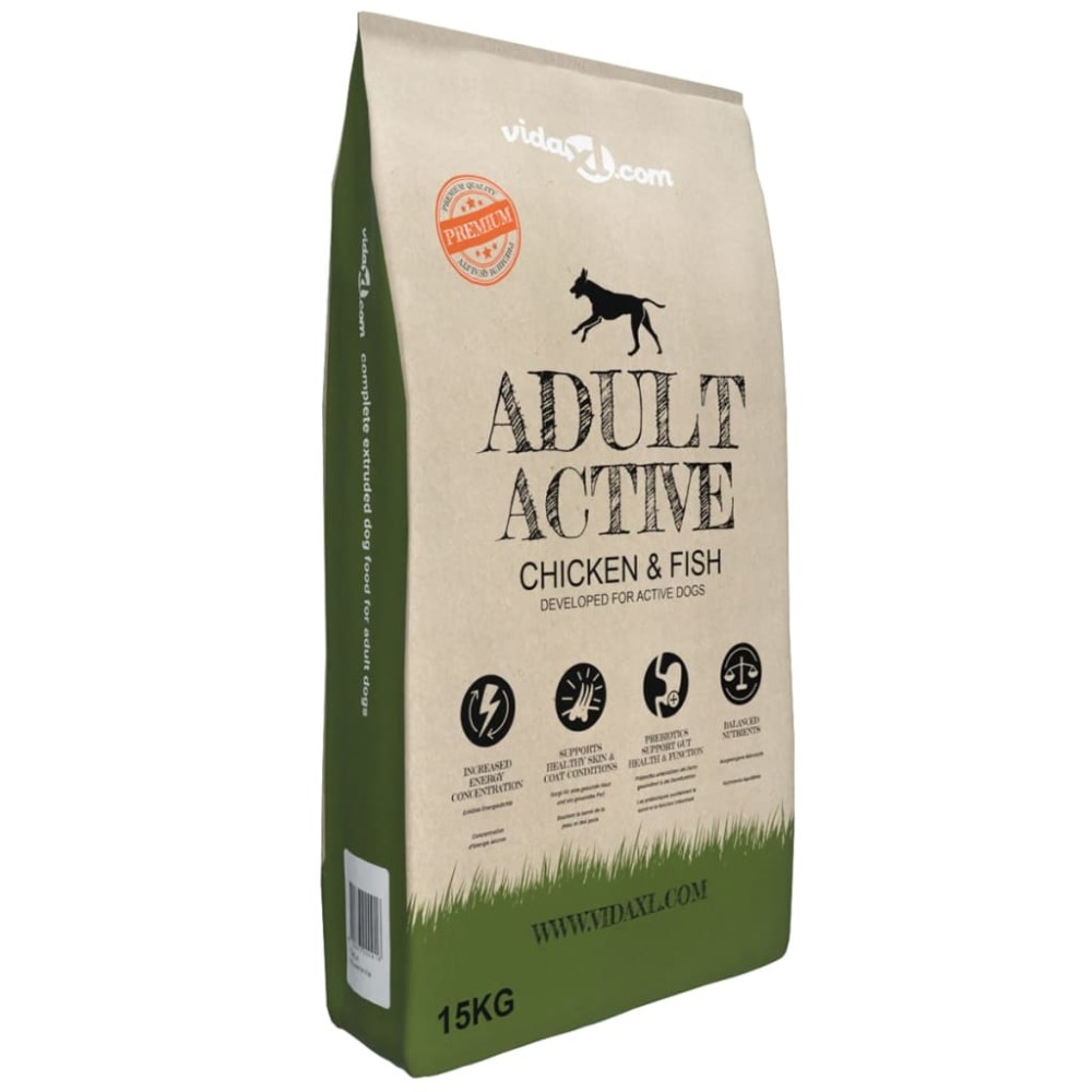vidaXL Ξηρά Τροφή Σκύλων Premium Adult Active Chicken & Fish 15 κ.