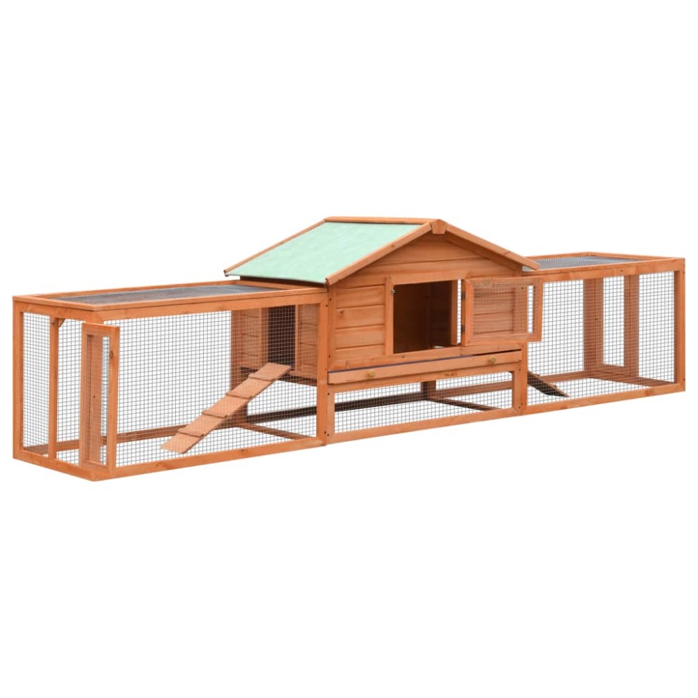 vidaXL Κλουβί Κουνελιών 310x70x87 εκ. από Μασίφ Ξύλο Πεύκου/Ελάτης