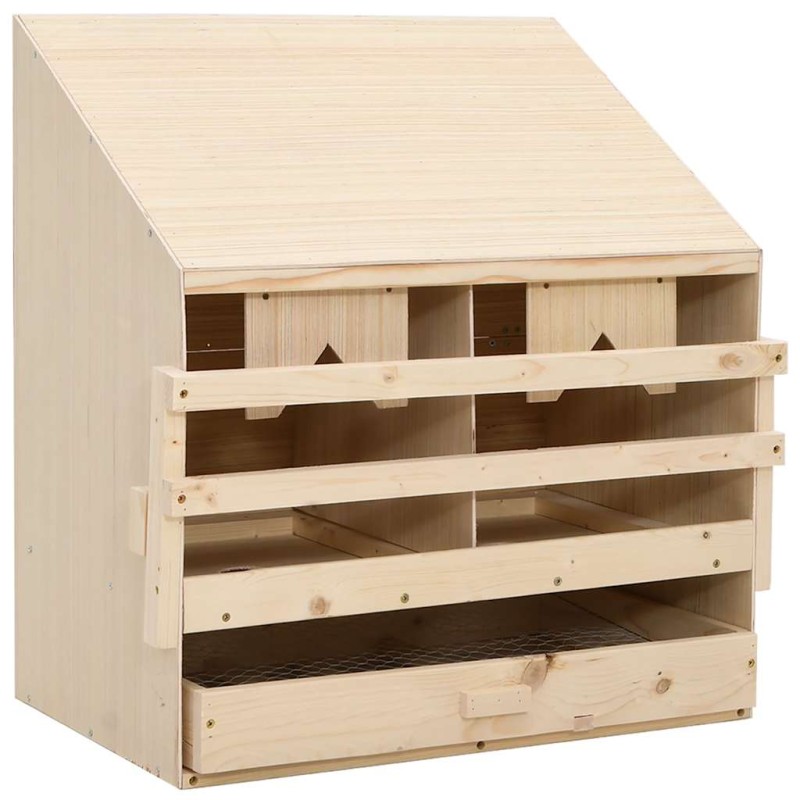vidaXL Φωλιά για Κότες με 2 Θέσεις 63x40x65 εκ. από Μασίφ Ξύλο Πεύκου