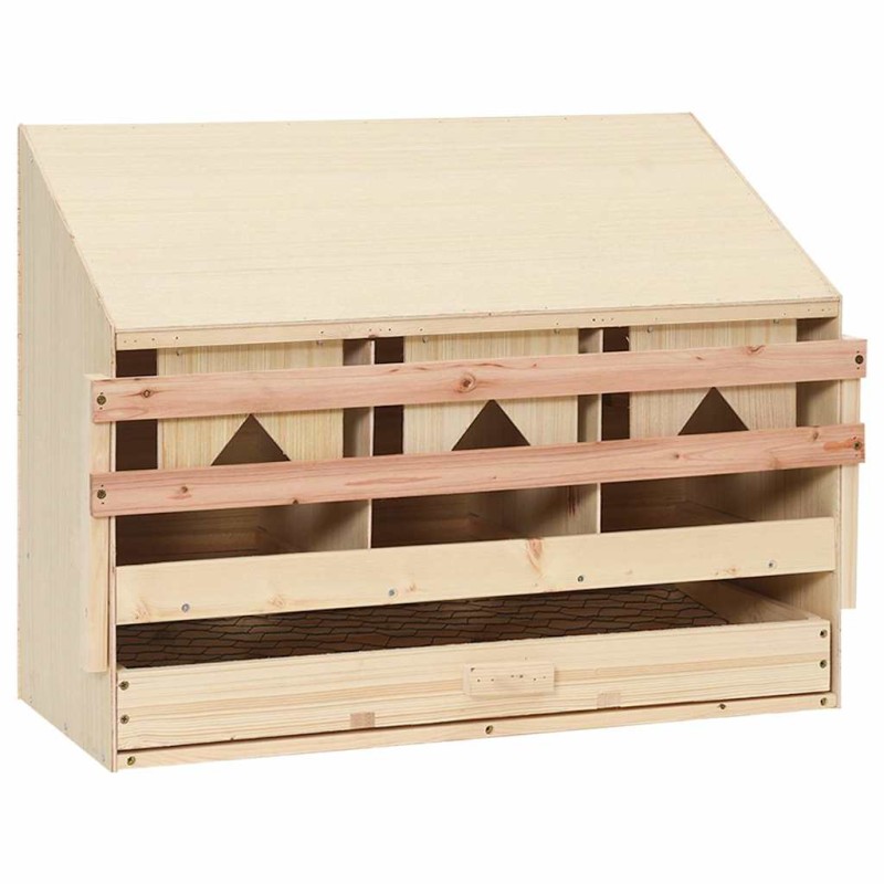 vidaXL Φωλιά για Κότες με 3 Θέσεις 72x33x54 εκ. από Μασίφ Ξύλο Πεύκου
