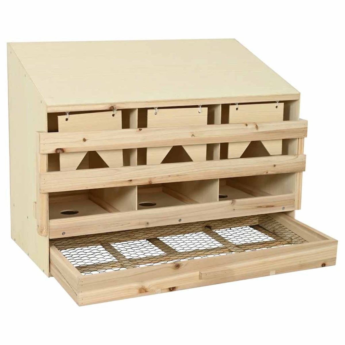vidaXL Φωλιά για Κότες με 3 Θέσεις 93x40x65 εκ. από Μασίφ Ξύλο Πεύκου