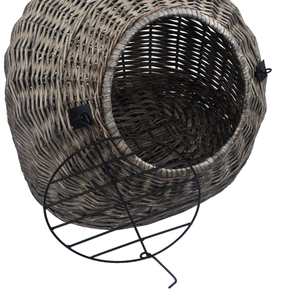vidaXL Καλάθι Μεταφοράς Γάτας Γκρι 50x42x40 εκ. από Φυσικό Ξύλο Ιτιάς