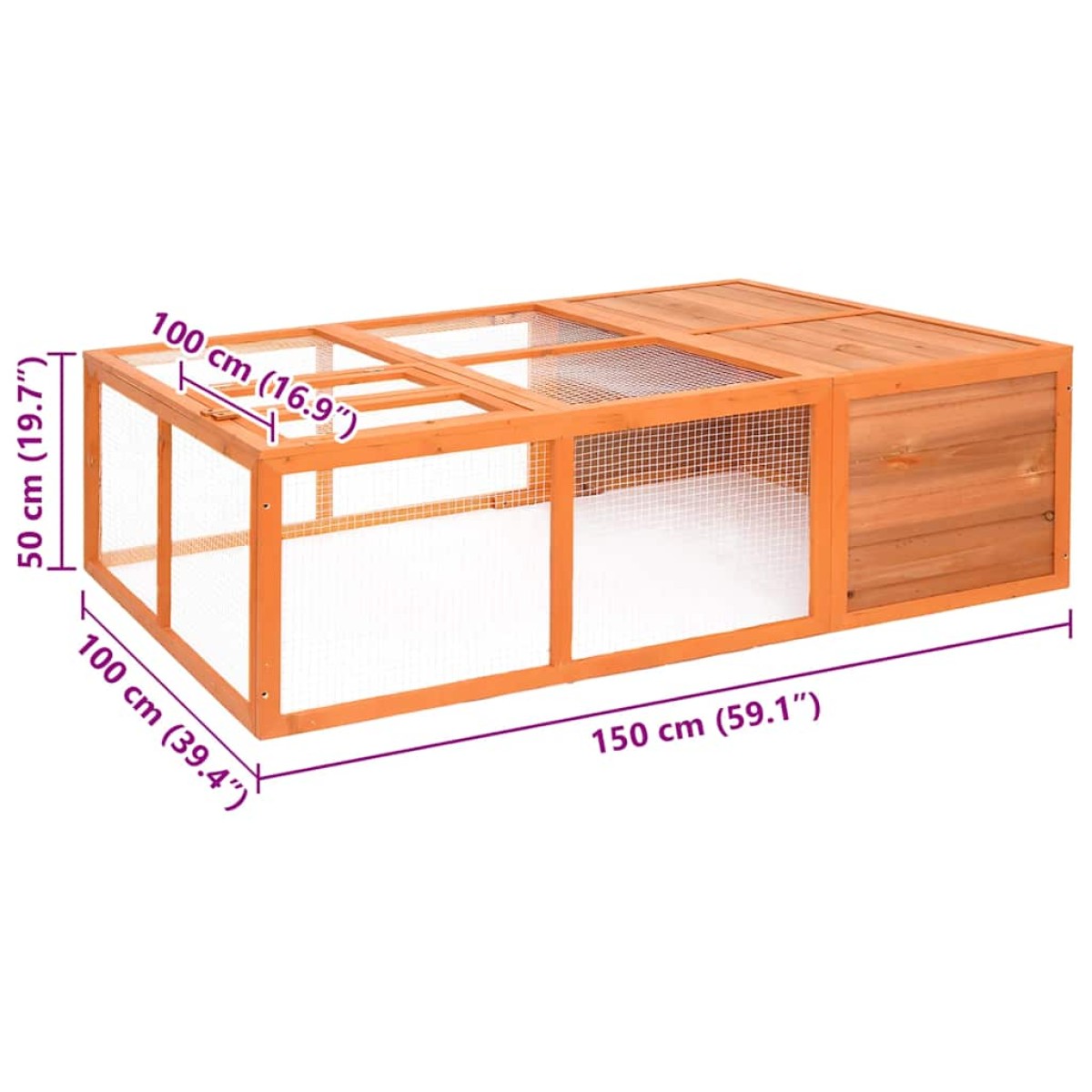 vidaXL Κλουβί Ζώου Κήπου 150 x 100 x 50 εκ. από Μασίφ Ξύλο Ελάτης