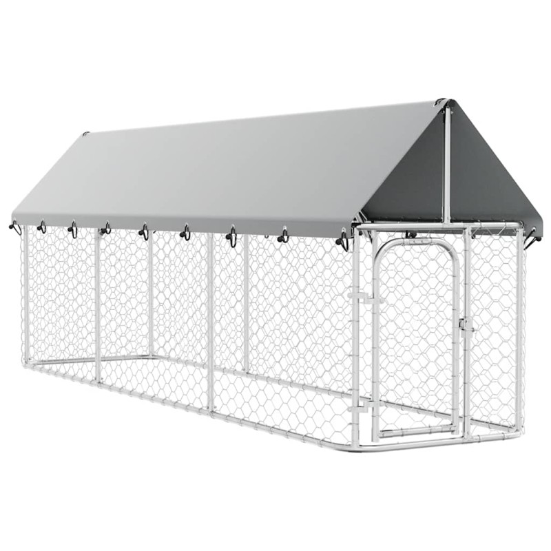 vidaXL Κλουβί Σκύλου Εξωτερικού Χώρου 400 x 100 x 150 εκ. με Στέγαστρο