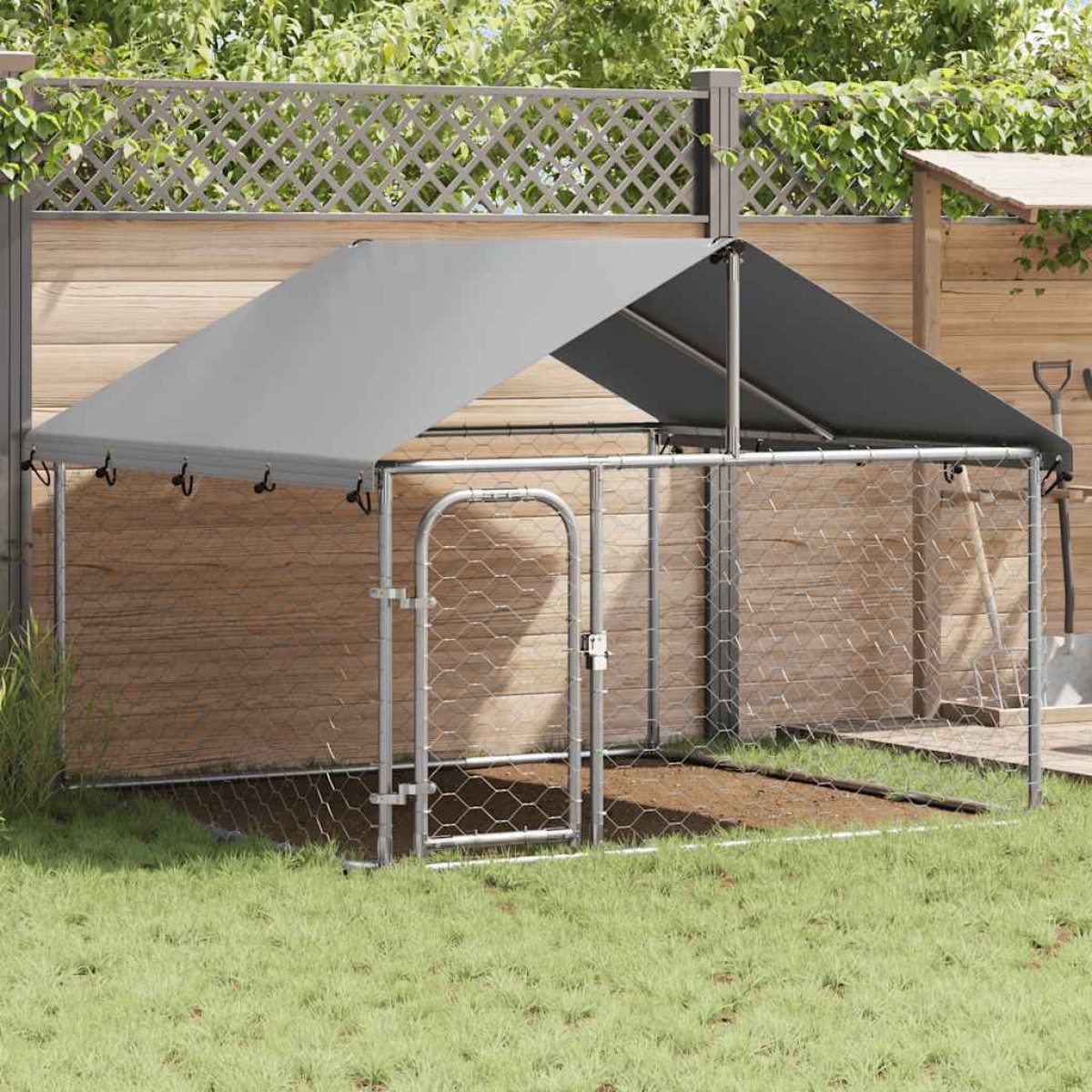vidaXL Κλουβί Σκύλου Εξωτερικού Χώρου 200 x 200 x 150 εκ. με Στέγαστρο