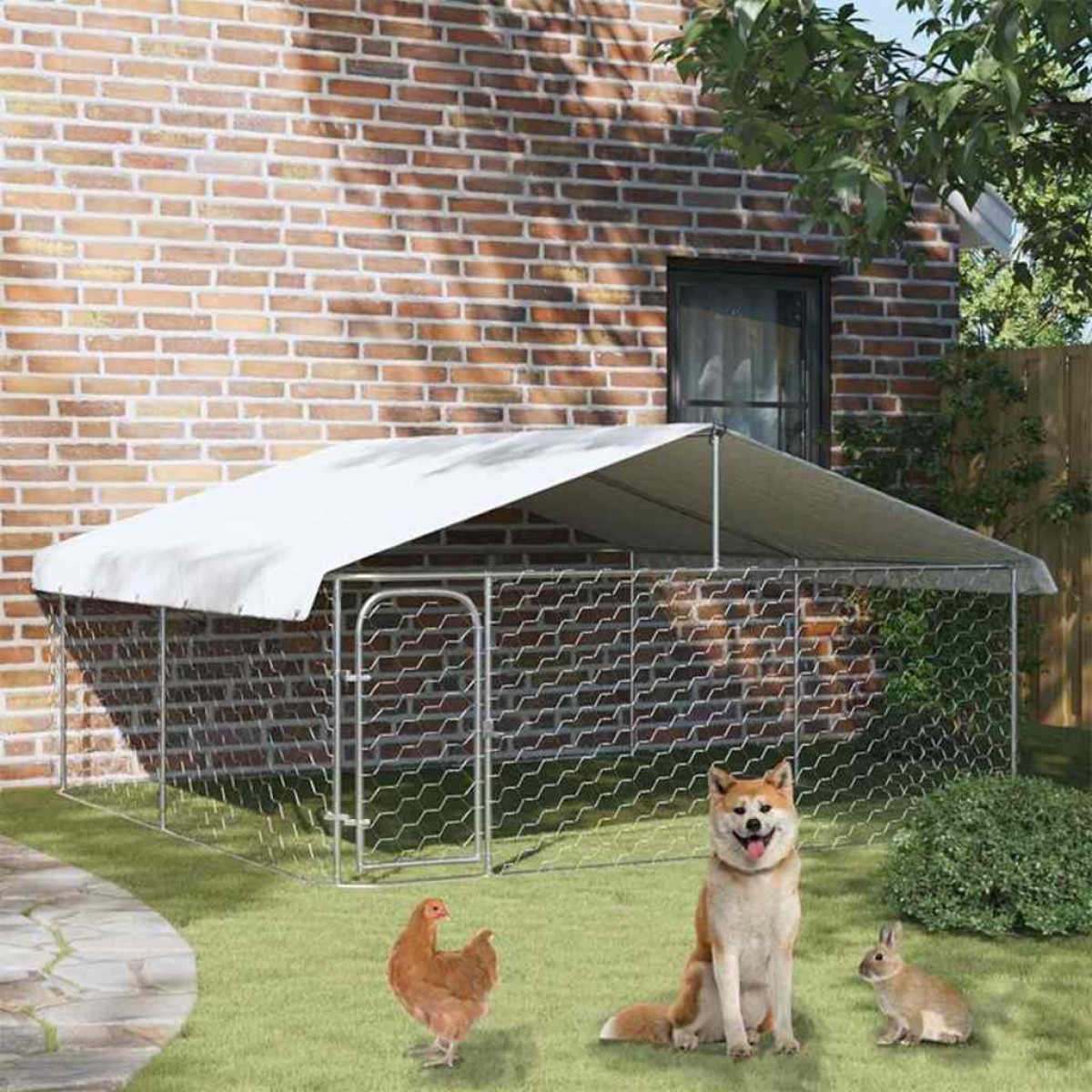 vidaXL Κλουβί Σκύλου Εξωτερικού Χώρου 300 x 300 x 150 εκ. με Στέγαστρο