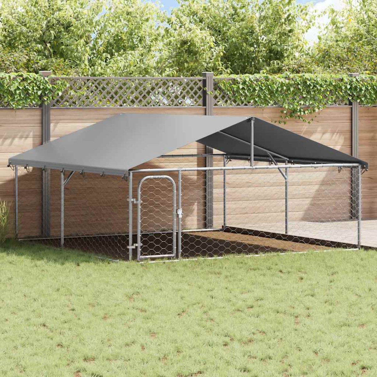 vidaXL Κλουβί Σκύλου Εξωτερικού Χώρου 300 x 300 x 150 εκ. με Στέγαστρο