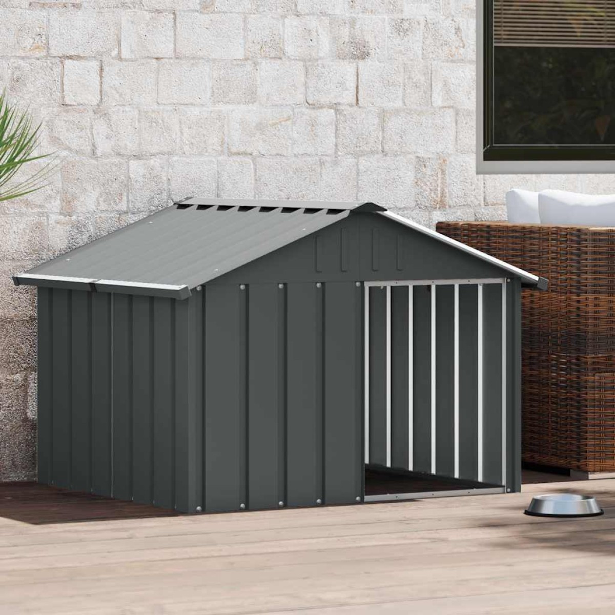 vidaXL Σπιτάκι Σκύλου Ανθρακί 116,5x103x81,5 εκ. Γαλβανισμένο Ατσάλι