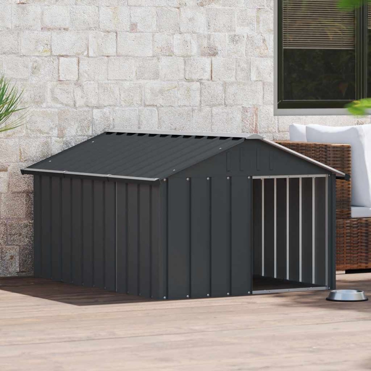 vidaXL Σπιτάκι Σκύλου Ανθρακί 116,5x153x81,5 εκ. Γαλβανισμένο Ατσάλι
