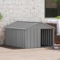 vidaXL Σπιτάκι Σκύλου Γκρι 116,5x153x81,5 εκ. Γαλβανισμένο Χάλυβα