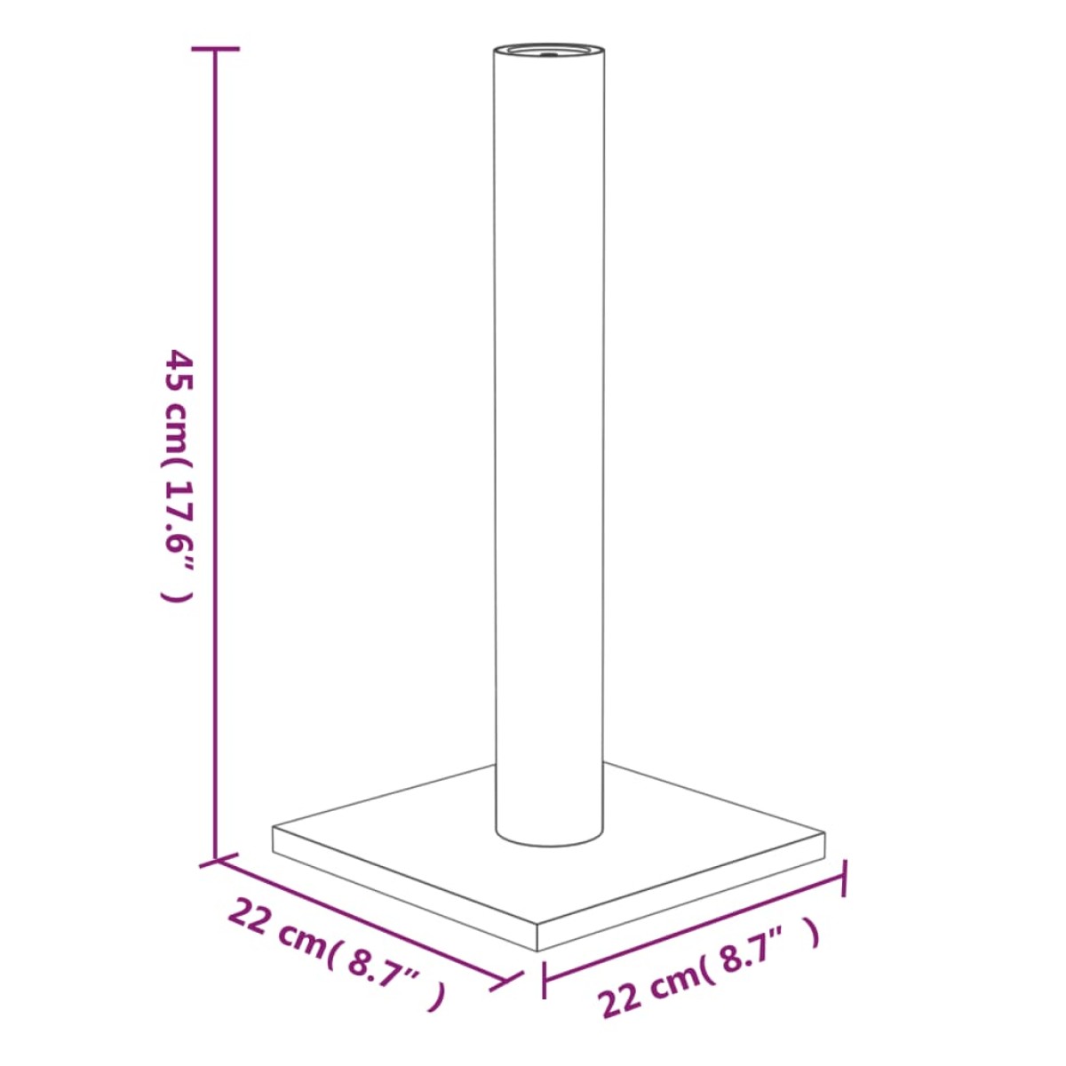 vidaXL Στύλος Ξυσίματος για Γάτες Κρεμ 22 x 22 x 45 εκ.
