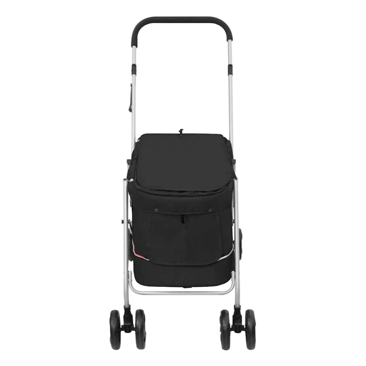 vidaXL Καρότσι Σκύλου Πτυσσόμενο Μαύρο 100 x 49 x 96 εκ. Λινό Ύφασμα