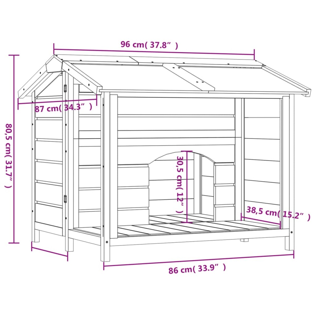 vidaXL Σπίτι Σκύλου Γκρι 96 x 87 x 80,5 εκ. από Μασίφ Ξύλο Πεύκου