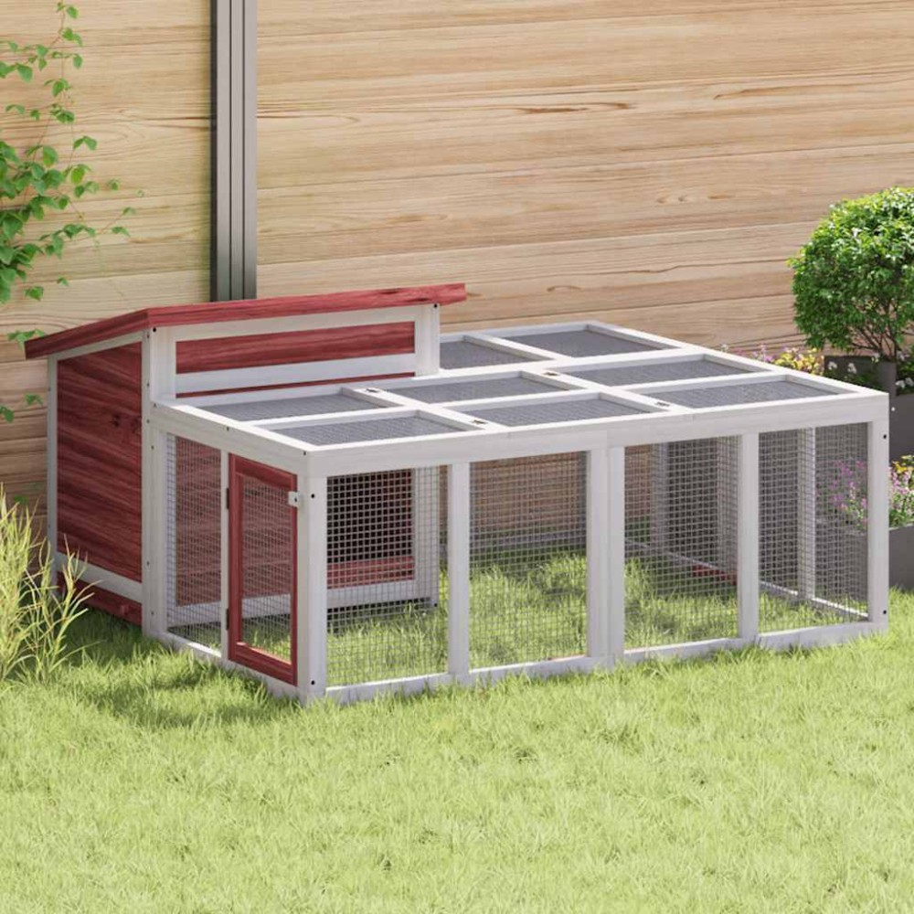 vidaXL Κλουβί Κουνελιών Μόκα 144 x 123 x 67,5 εκ. Μασίφ Ξύλο Πεύκου