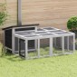 vidaXL Κλουβί Κουνελιών Γκρι 144 x 123 x 67,5 εκ. Μασίφ Ξύλο Πεύκου