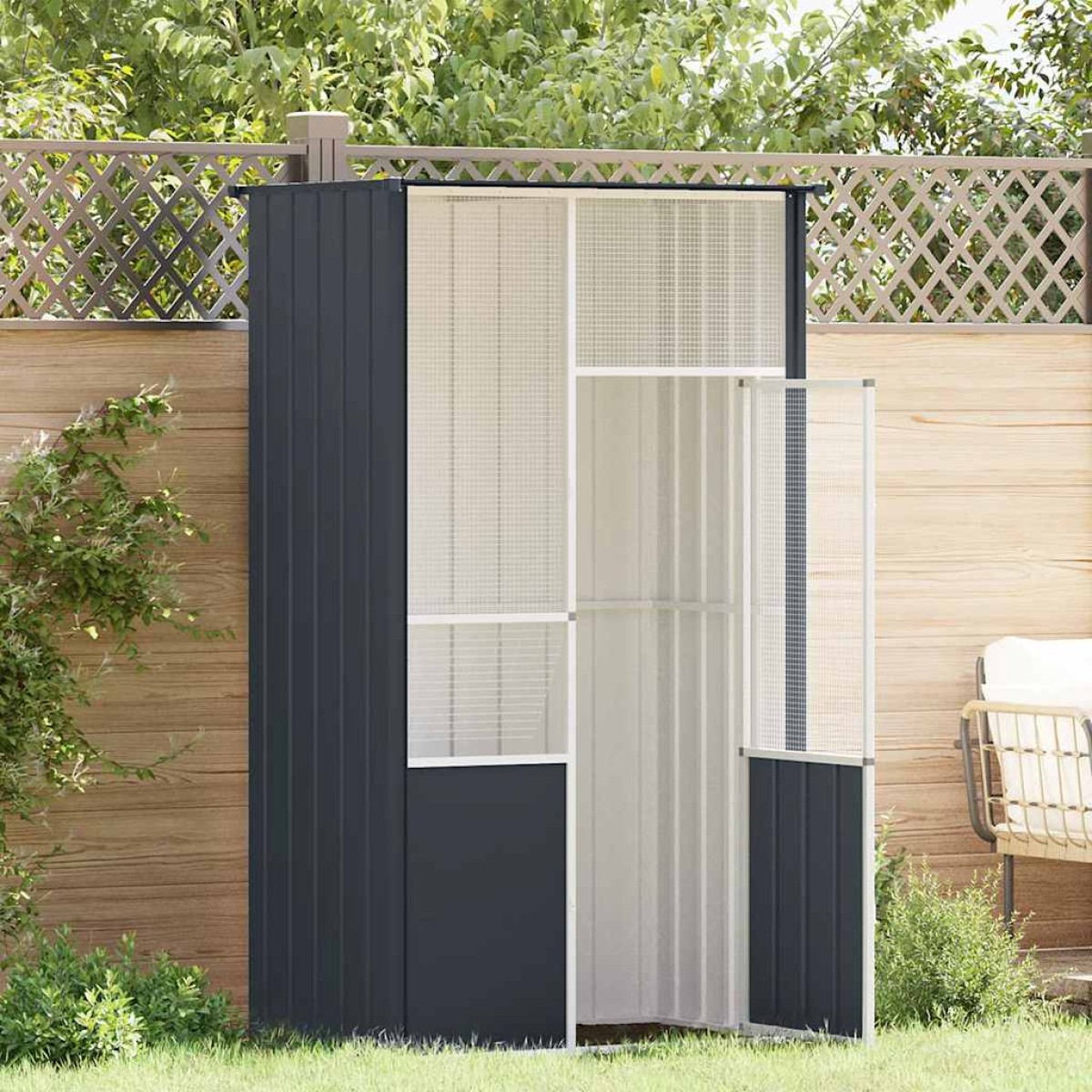 vidaXL Κλουβί Πουλιών Ανθρακί 115x78x200 εκ. από Γαλβανισμένο Χάλυβα