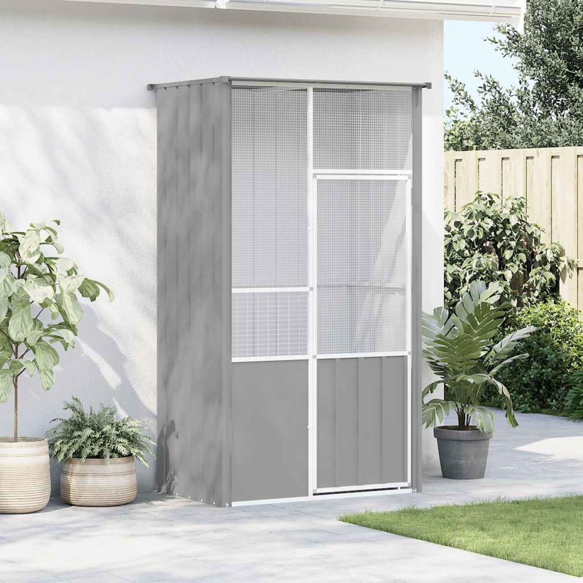 vidaXL Κλουβί Πουλιών Γκρι 115x78x200 εκ. από Γαλβανισμένο Χάλυβα