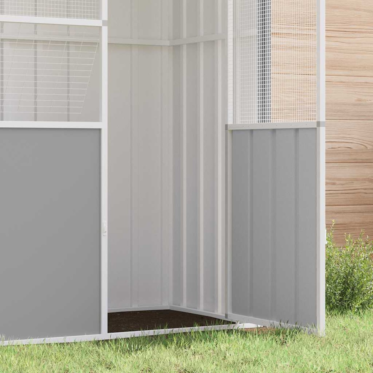 vidaXL Κλουβί Πουλιών Γκρι 115x78x200 εκ. από Γαλβανισμένο Χάλυβα