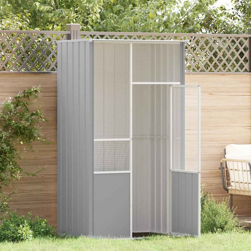 vidaXL Κλουβί Πουλιών Γκρι 115x78x200 εκ. από Γαλβανισμένο Χάλυβα
