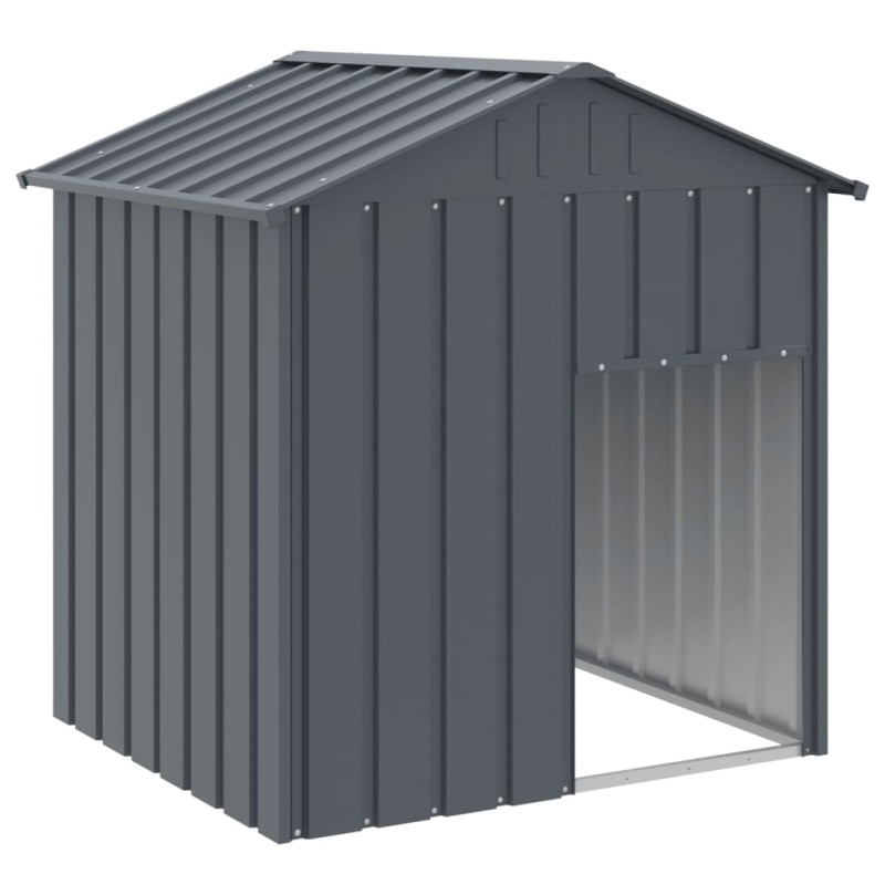vidaXL Σπιτάκι Σκύλου με Οροφή Ανθρακί 117x103x123 εκ. Γαλβαν. Χάλυβας