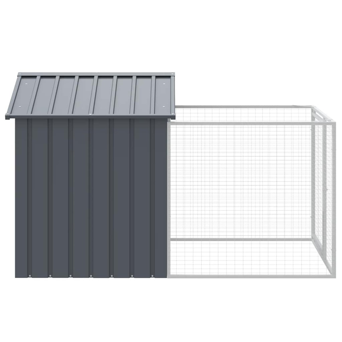 vidaXL Σπιτάκι Σκύλου με Αυλή Ανθρακί 117x201x123 εκ. Γαλβαν. Χάλυβας